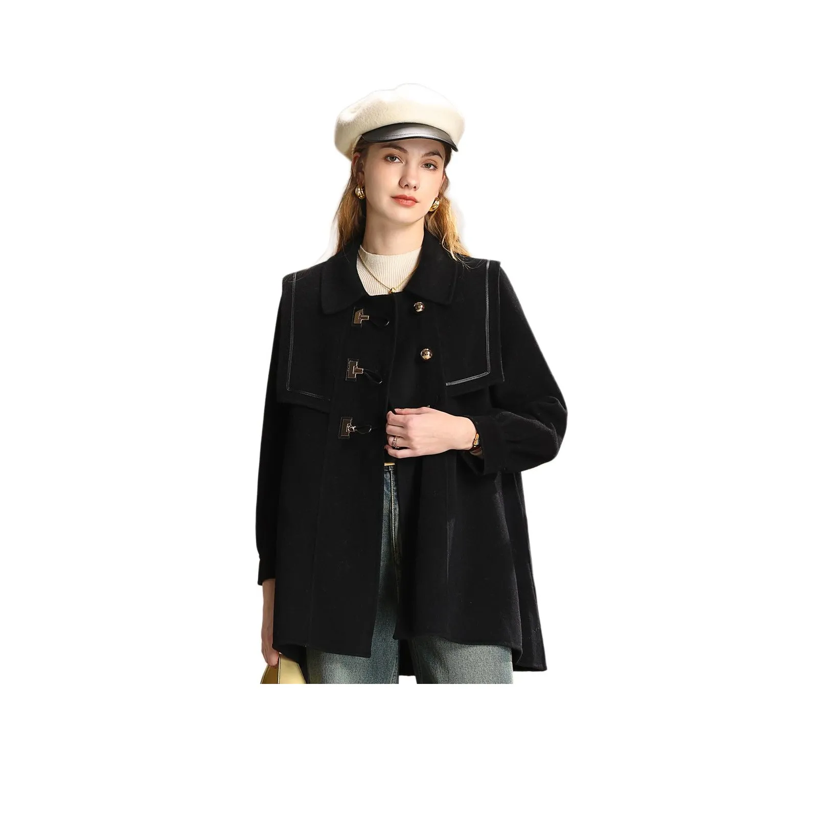 FENHONGMALI Coats Women's Black
