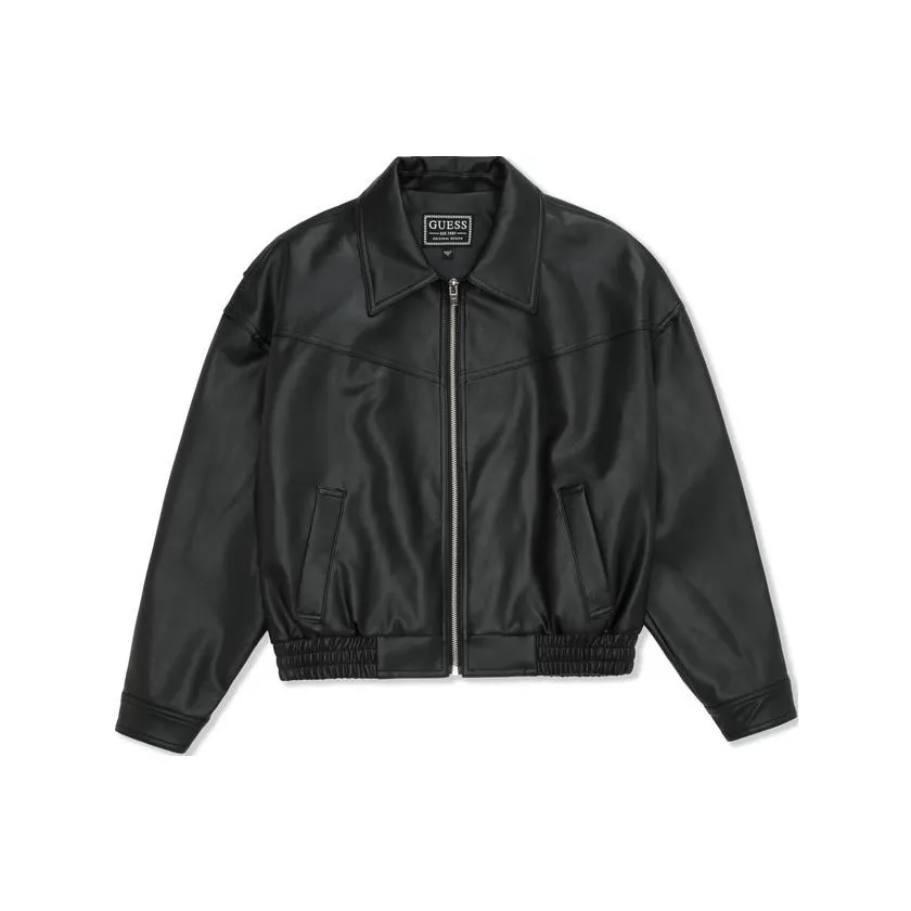GUESS Leather Jacket Women's Black