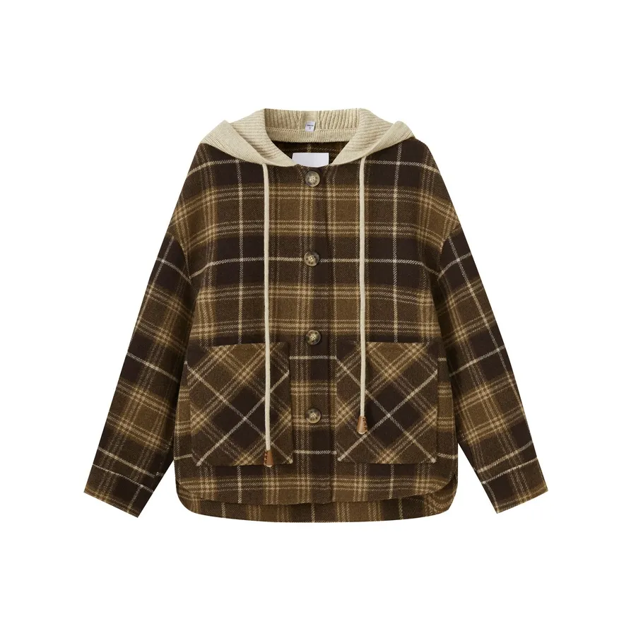 SHUIYUNJIAN Пальто Женское Кофейное Клетка