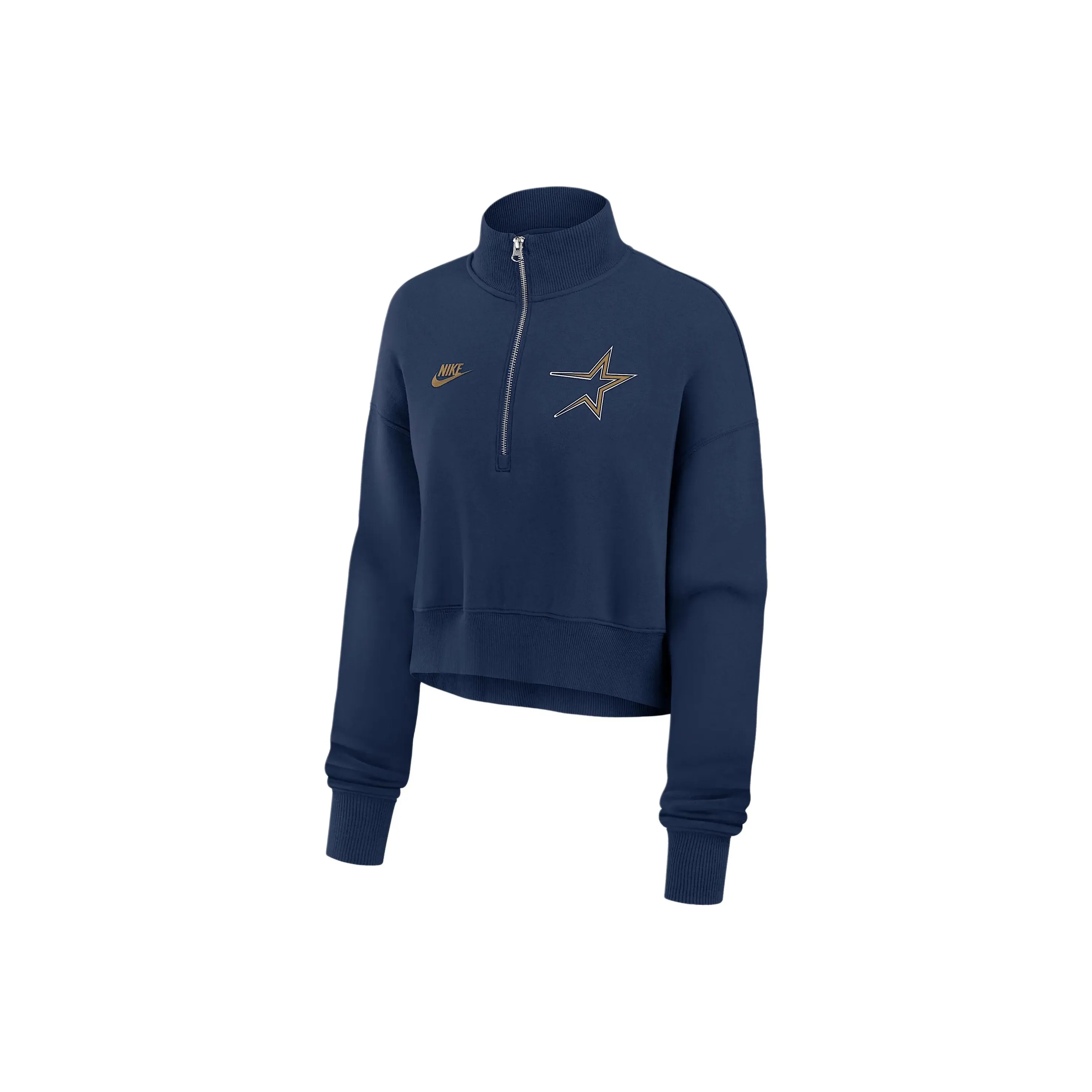 Nike Houston Astros Cooperstown Phoenix Women's Nike Mlb Cropped 1/2 Zip Crew