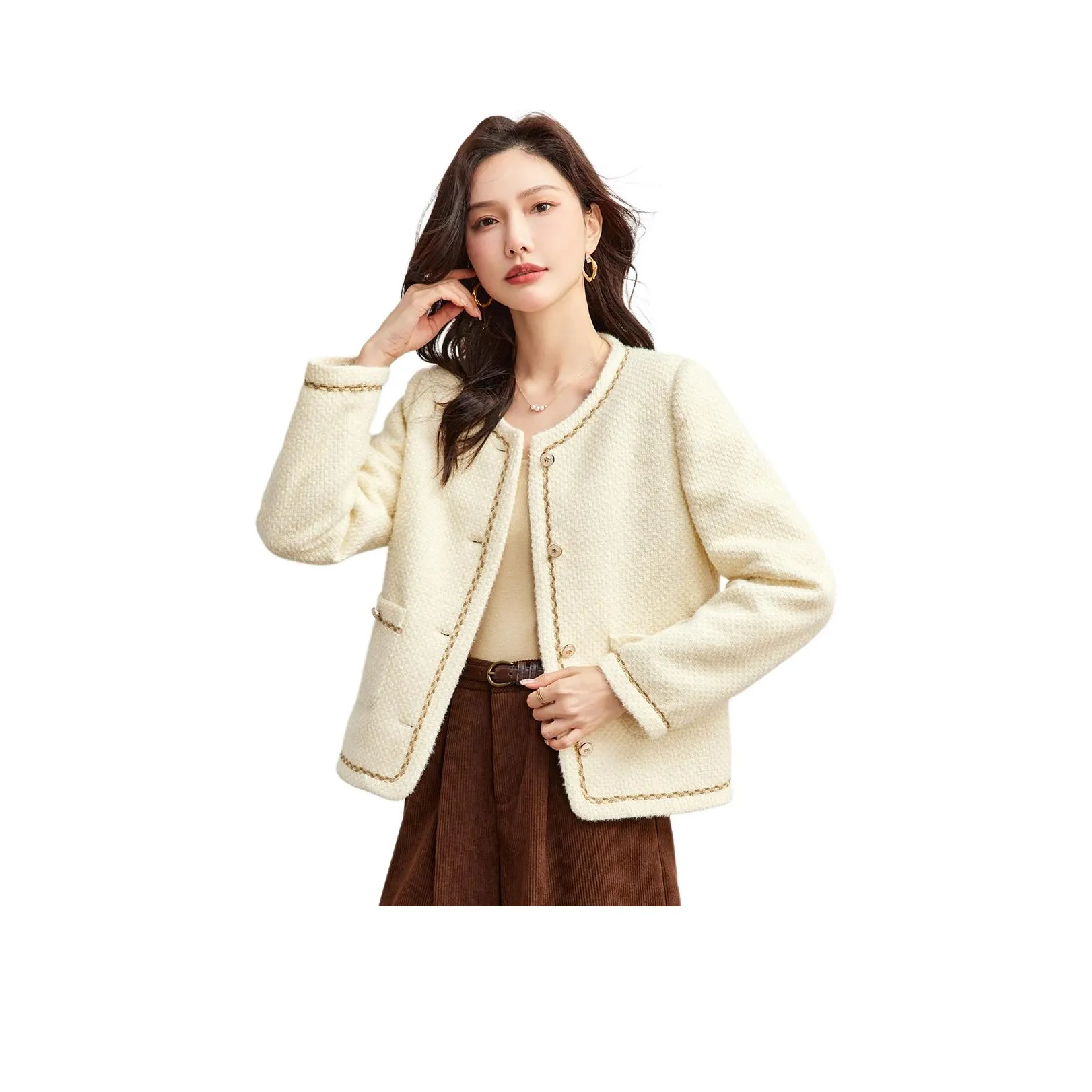 TERRE BLEUE Cropped Coat Women's Apricot