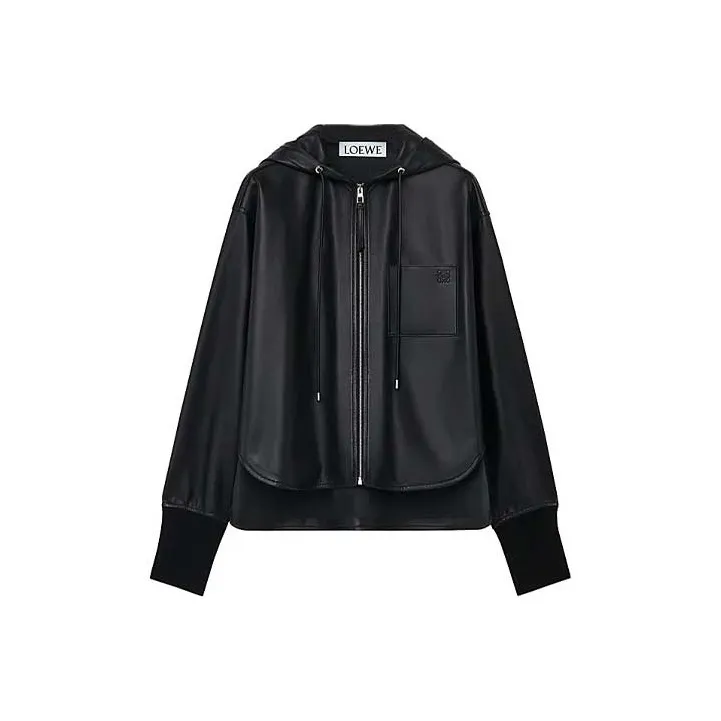 LOEWE Hooded Jacket In Nappa Lambskin Black