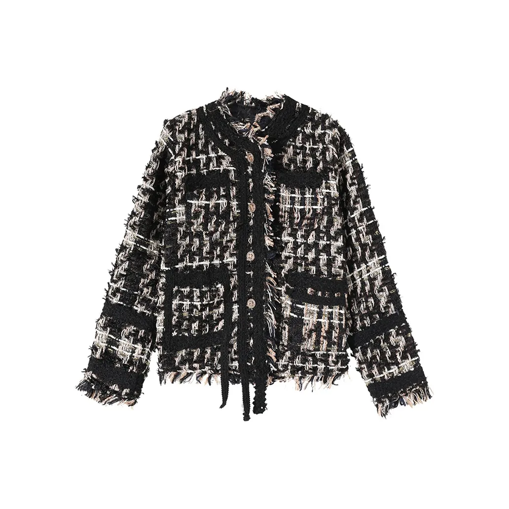 PAZZO Fringe Chanel Inspired Short Coat Women's Black