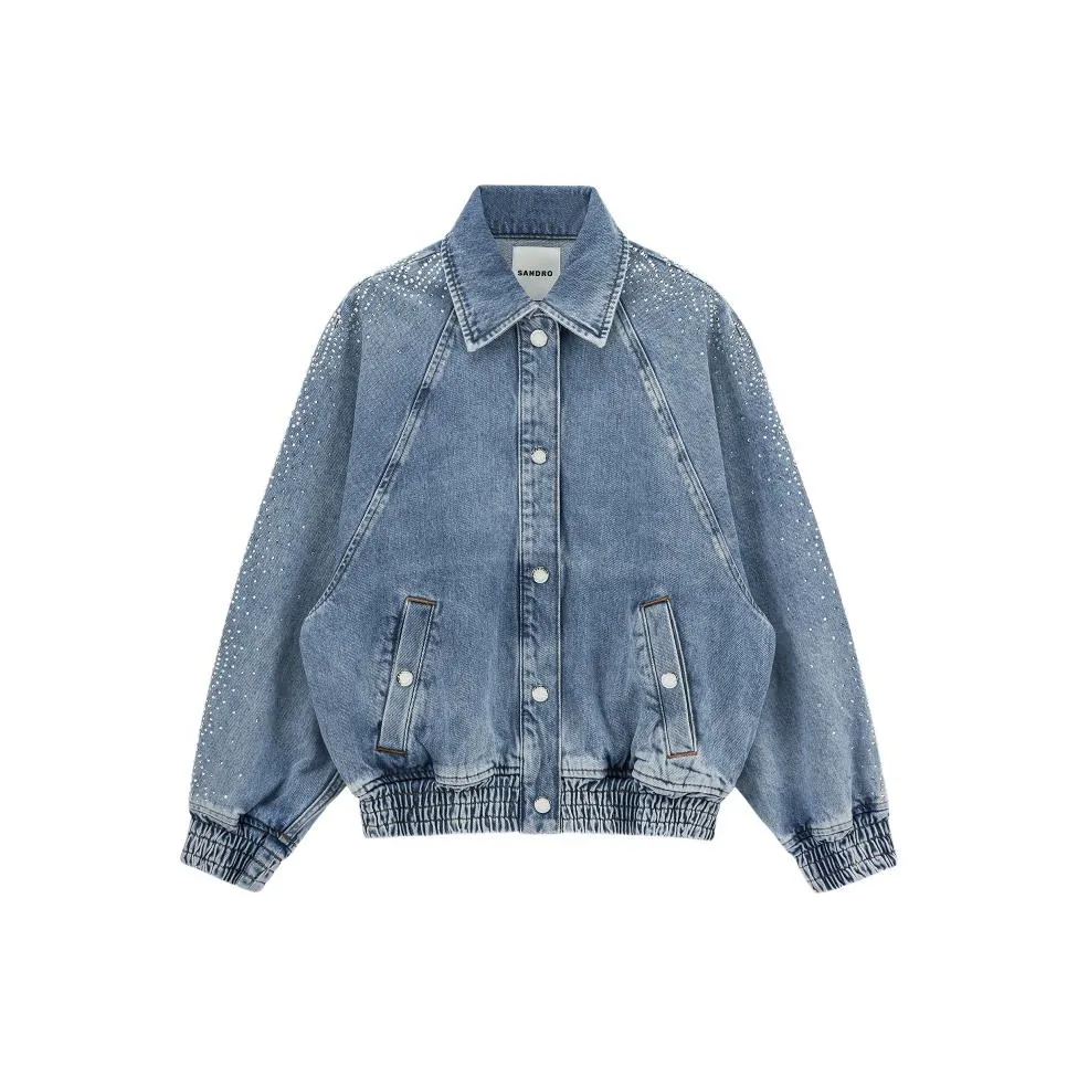 SANDRO Джинсовый синий Женские джинсовые куртки