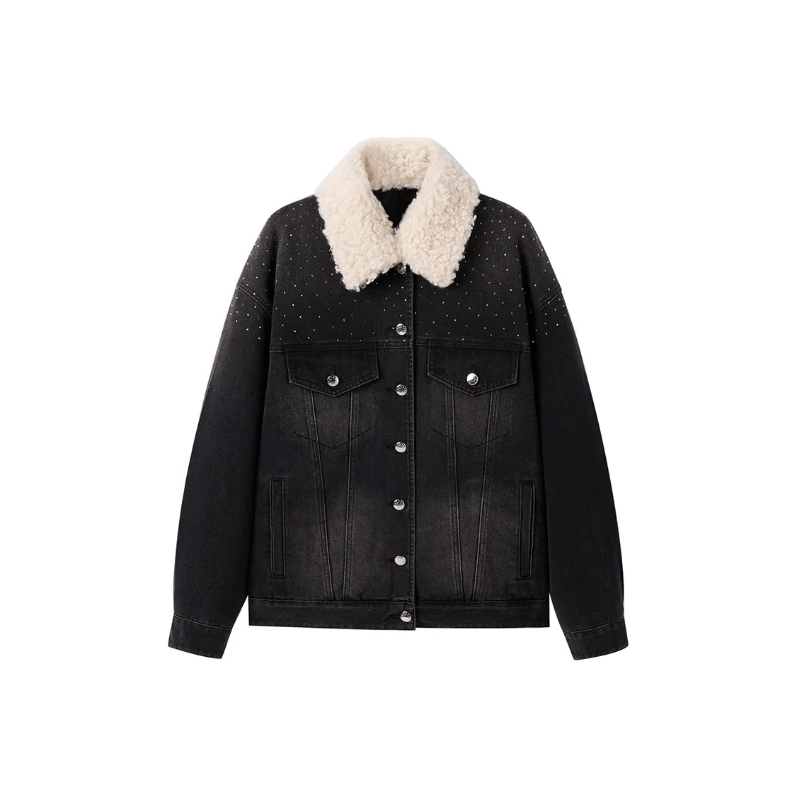 PEACEBIRD Деним черный Женские джинсовые куртки