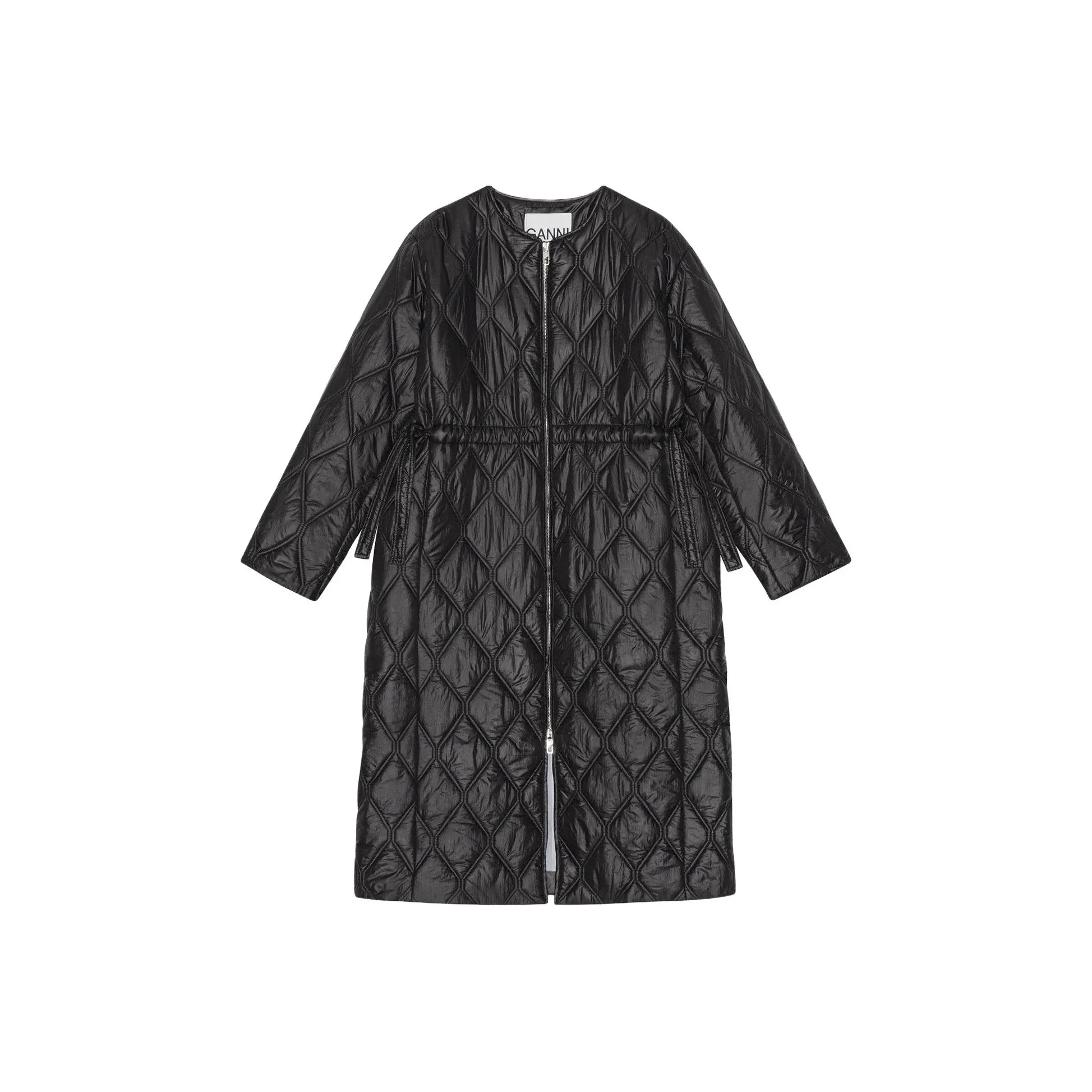 GANNI Quilted Mid Length Coat