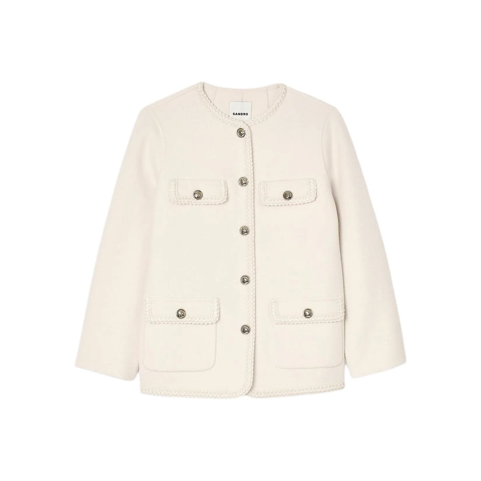 Sandro Braided trim Felted Jacket