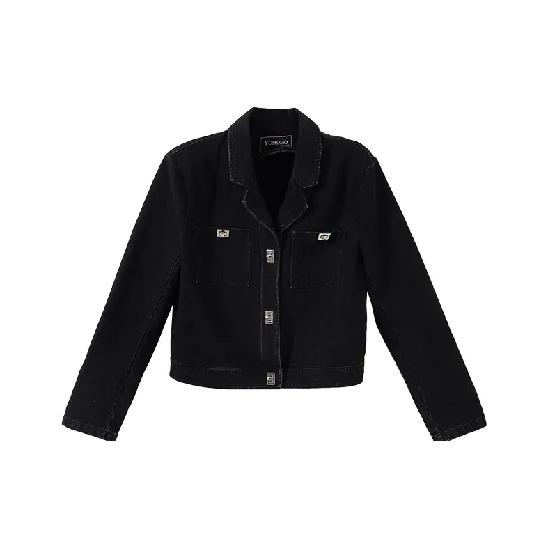 YUMOMO STAR Джинсовая куртка женская цвет угольно-серый