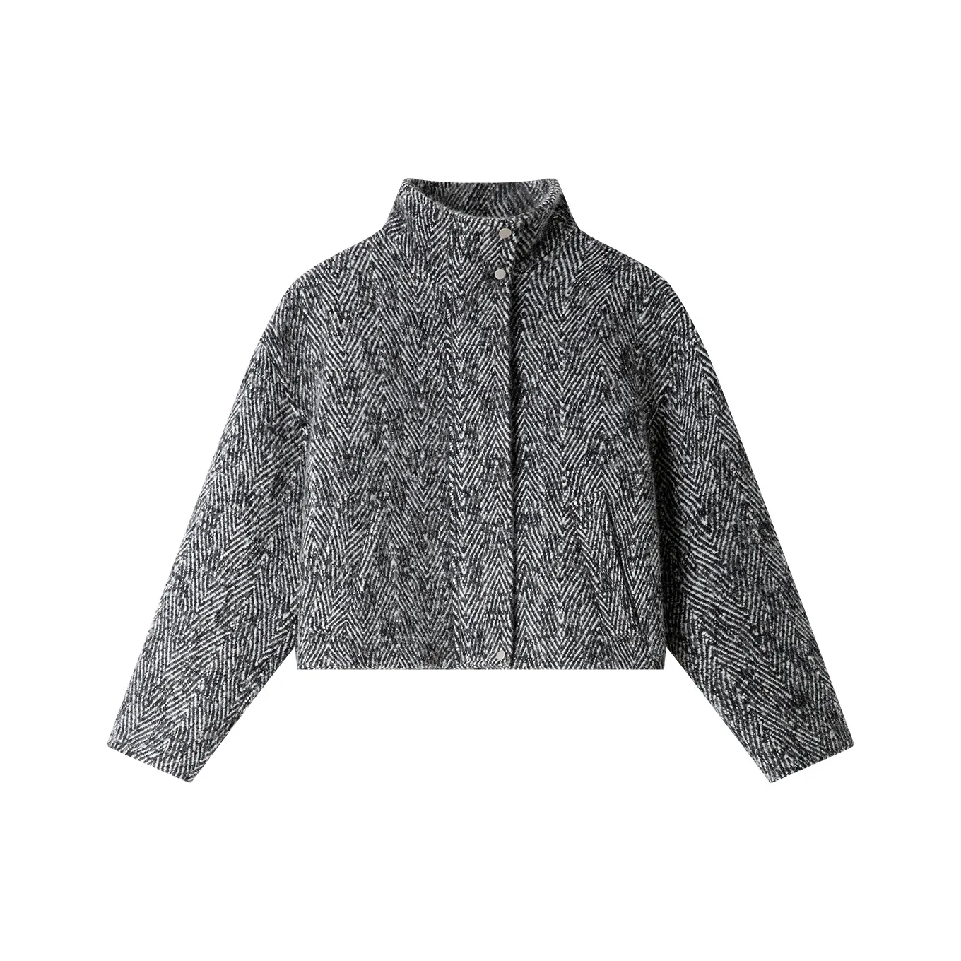 VIMLY Cropped Coats Women's Heather Gray Herringbone