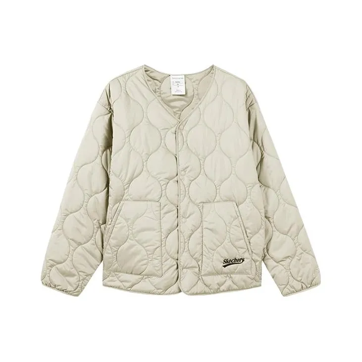 Skechers Хлопковый пуховик женский стрептопелий белый