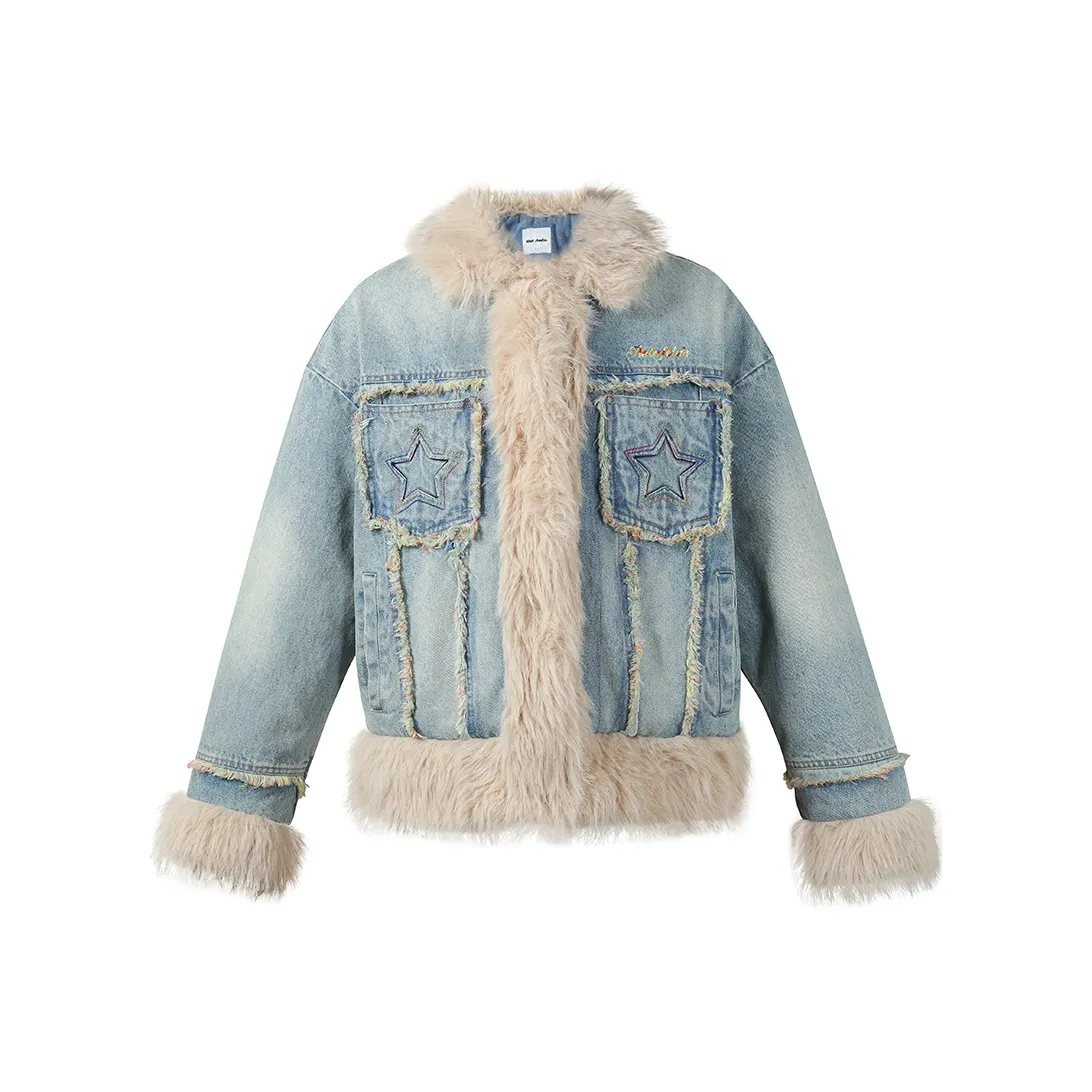 Umoumo Синий Женские Джинсовые Куртки