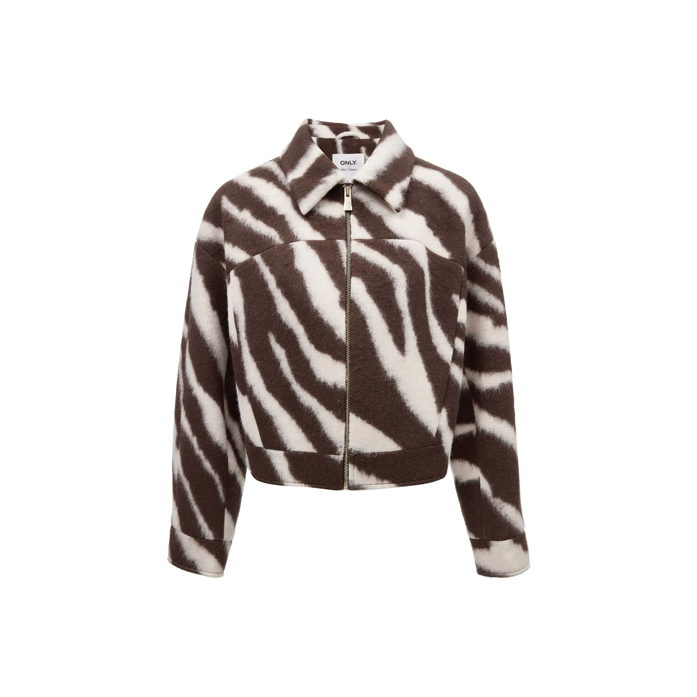 Only H96 Коричневый зебровый принт женское пальто