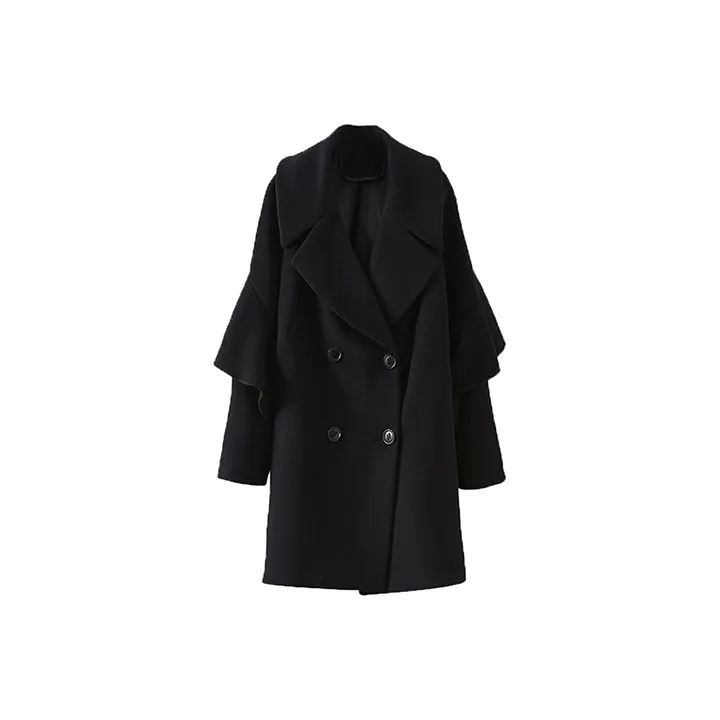 SOON FLOWER Бархат Feel Пальто Осеннее и Зимнее Женское Черное