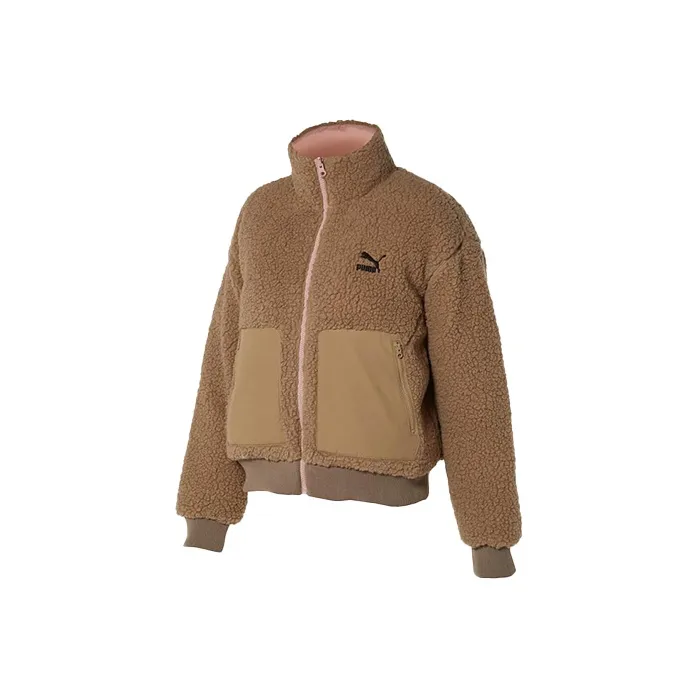 PUMA DEVA Velvet Jackets Women's Brown Pink