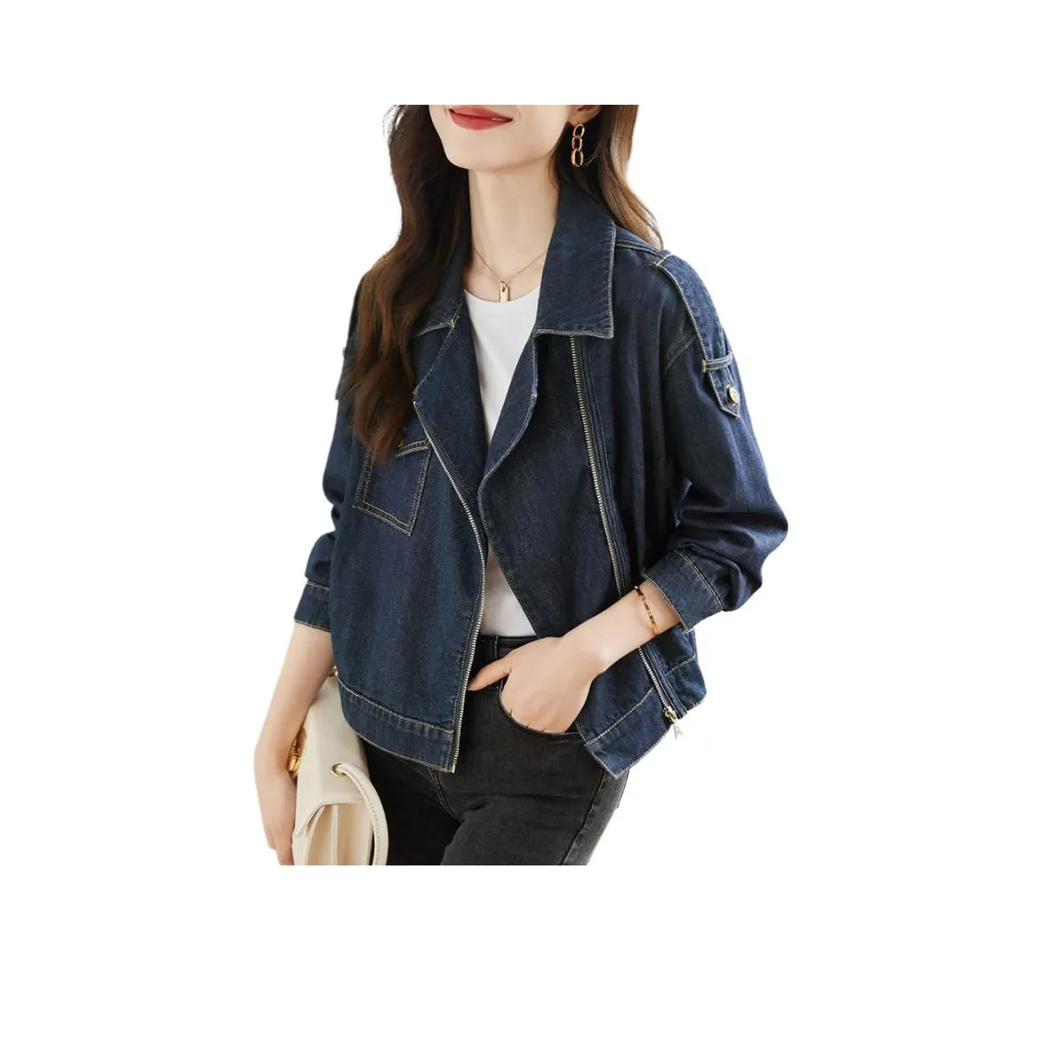 Mo Han Yi Mei Denim Куртка Женская Синяя