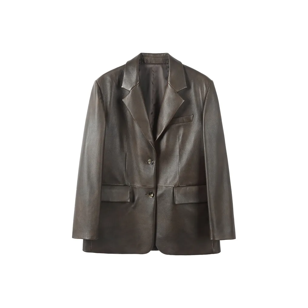 SINBOS Leather Jacket Women's Vintage Brown