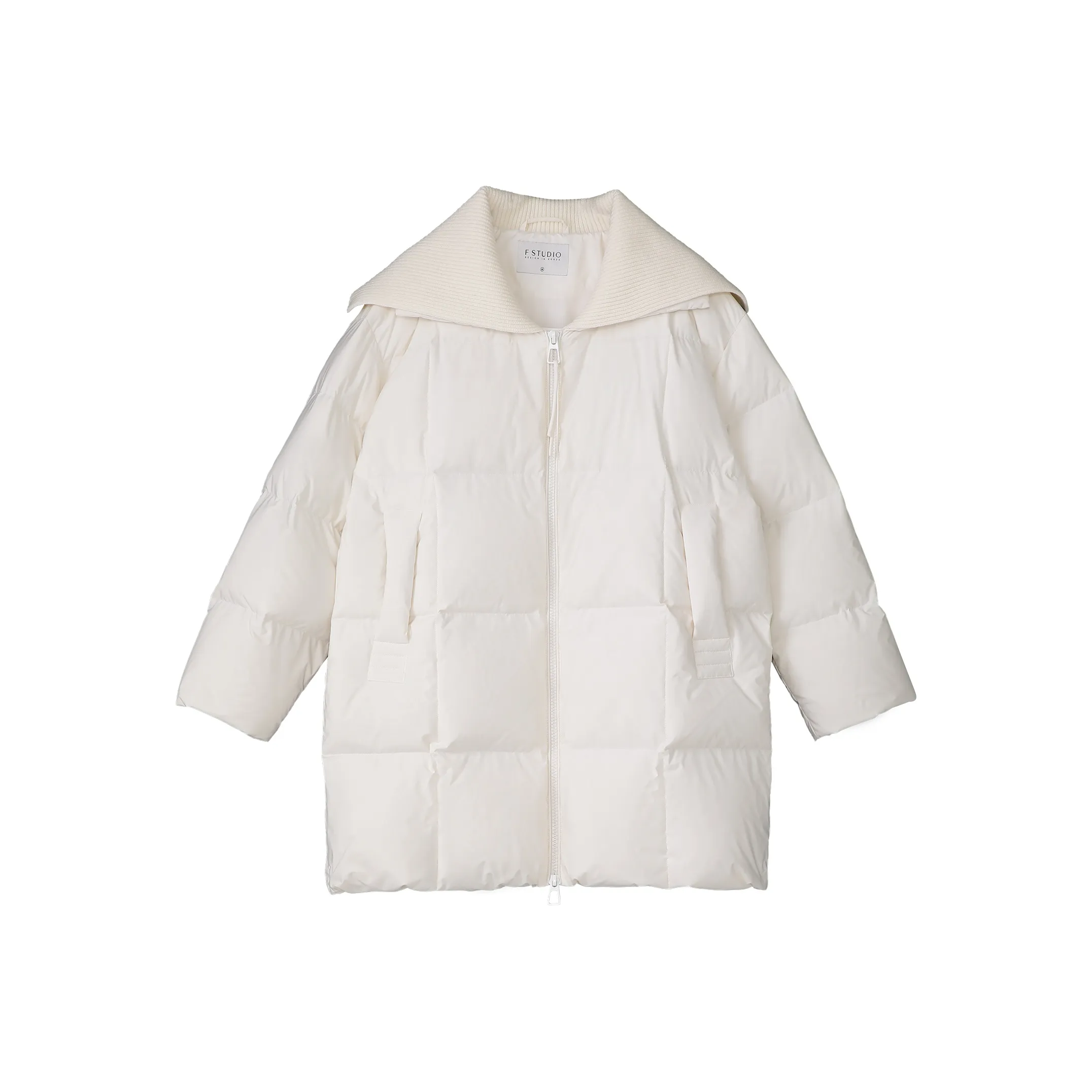 Fstudio Fall And Winter Korean Commute 90 Fill Power White Duck Down Long Down Jacket Coat Women's White