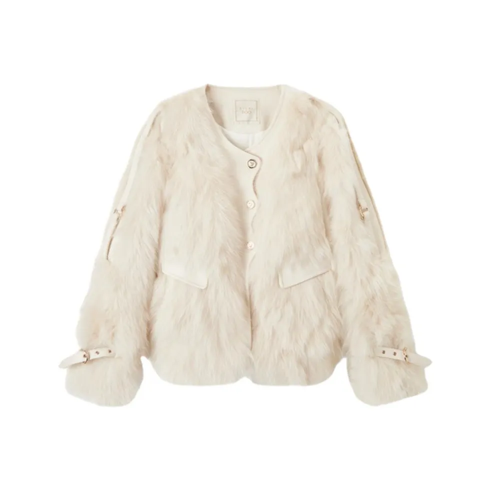 EICHITOO Экрю Женские меховые изделия