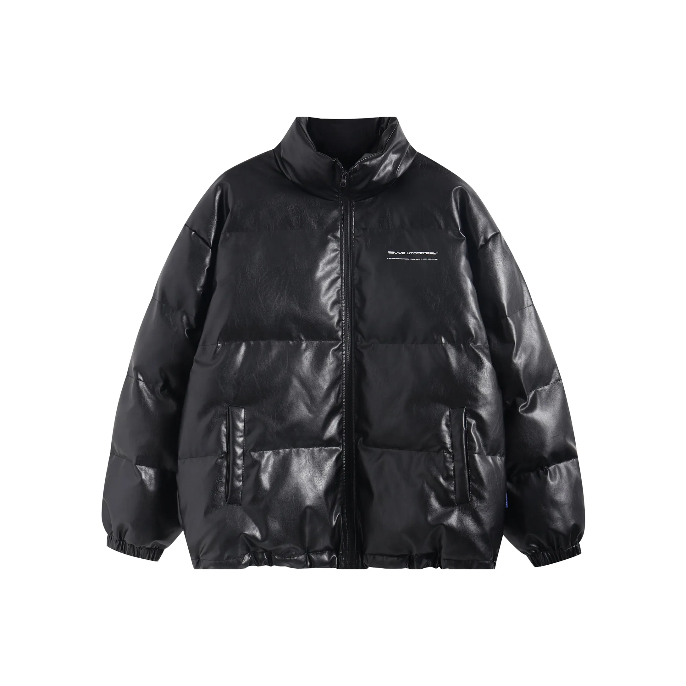 QISENYAR Stand Collar Loose Fit Puffer Jacket Thickened And Fleece Lined Unisex
