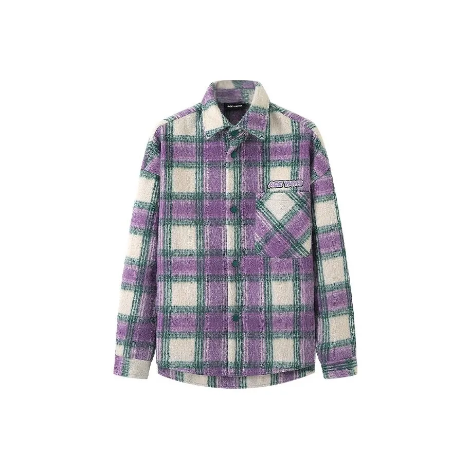 YK YB Вельвет Feel Куртка Женская Фиолетовая Клетка Узор
