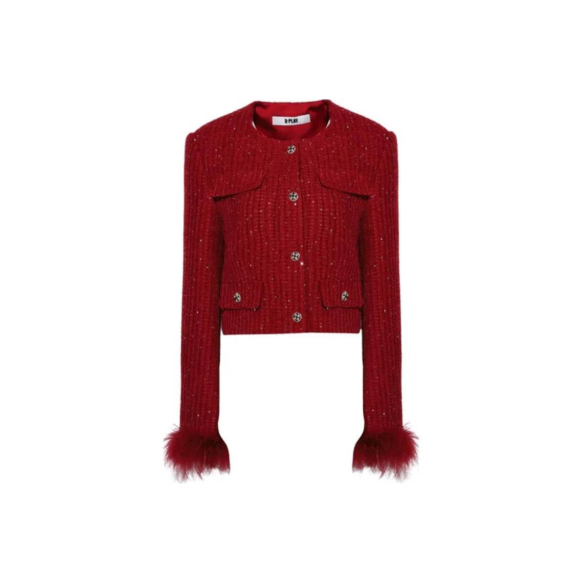 DPLAY Cropped Coat Women's Vintage Red DPLAY Укороченное пальто женское винтажный красный