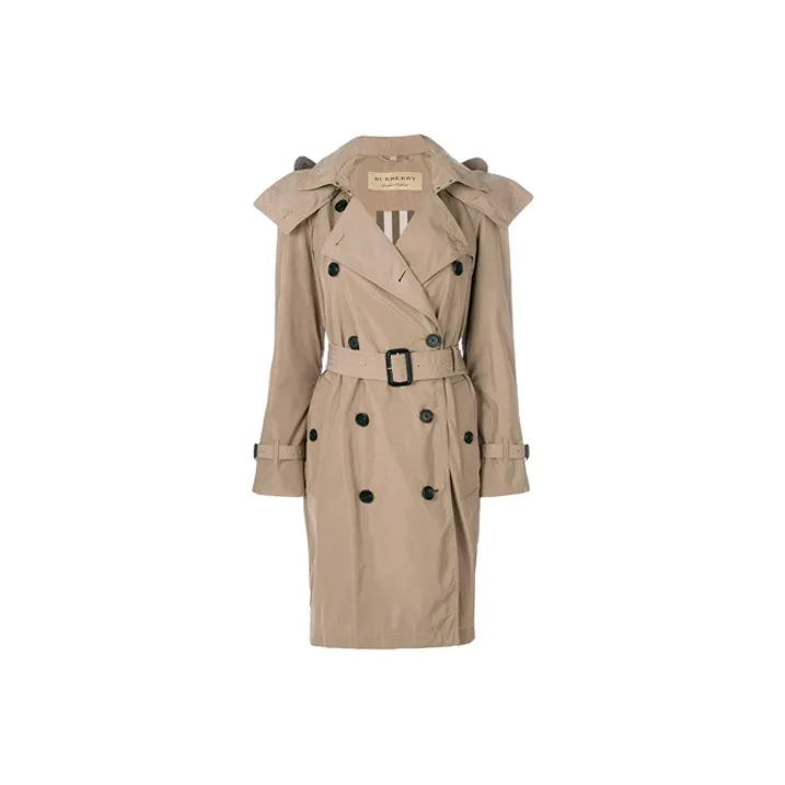 Burberry Women's Amberford Hooded Shell Trench Coat Beige