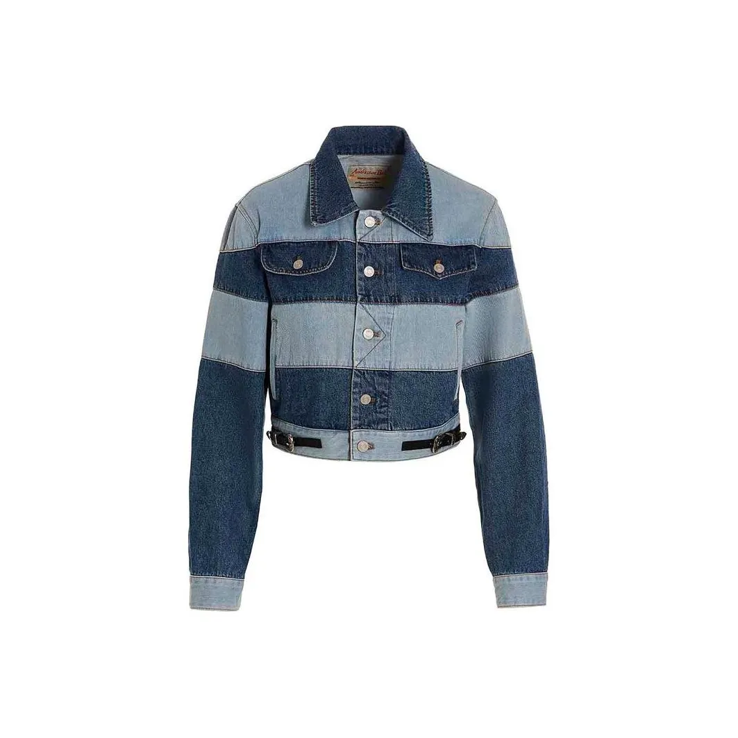 ANDERSSON BELL Mahina Patchwork Striped Cropped Denim Jacket