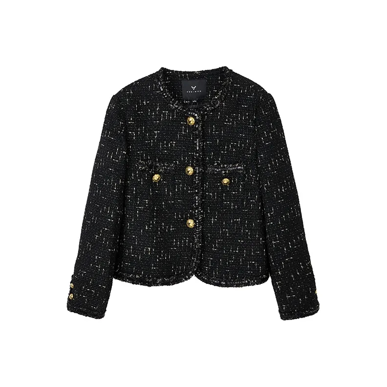 Yu Qianwen Укороченная куртка женская черного цвета