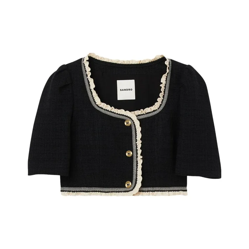 SANDRO Черное Женское Короткое Пальто