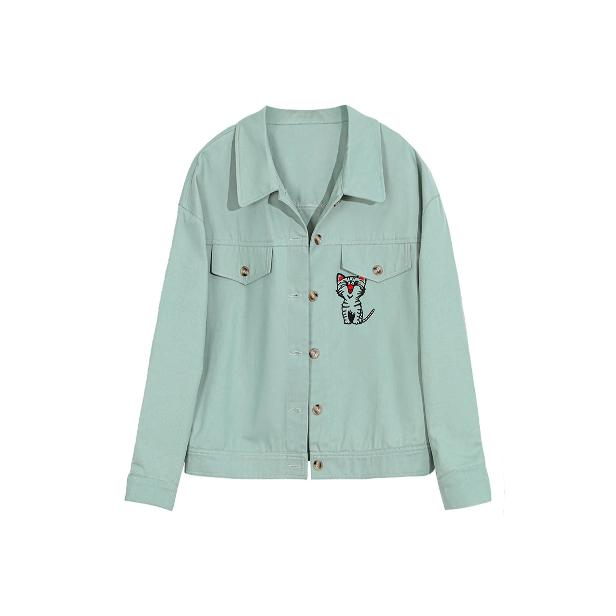 Wbwq Denim Куртка Женская Весенняя Аква Зеленая