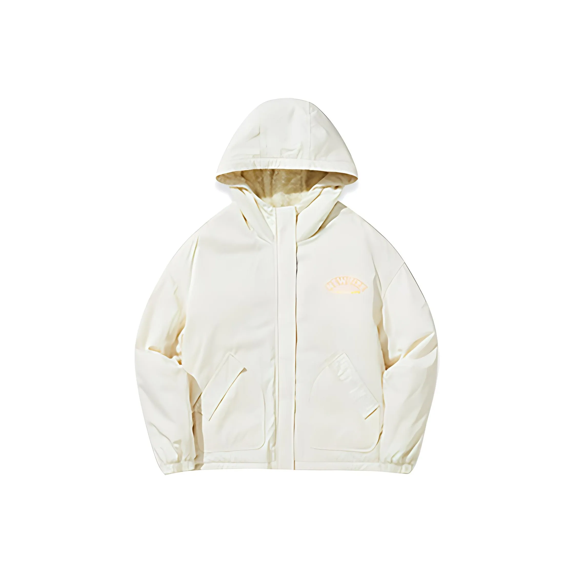 QIAODAN Хлопковый пуховик женский кремовый белый светлый бежевый