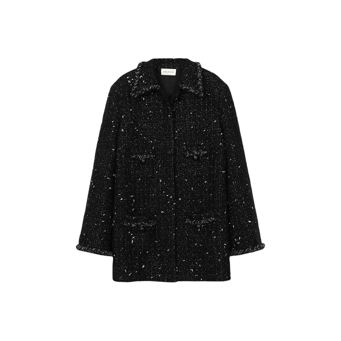 Roselingling Coat Women's Shimmering Silver Scales Black