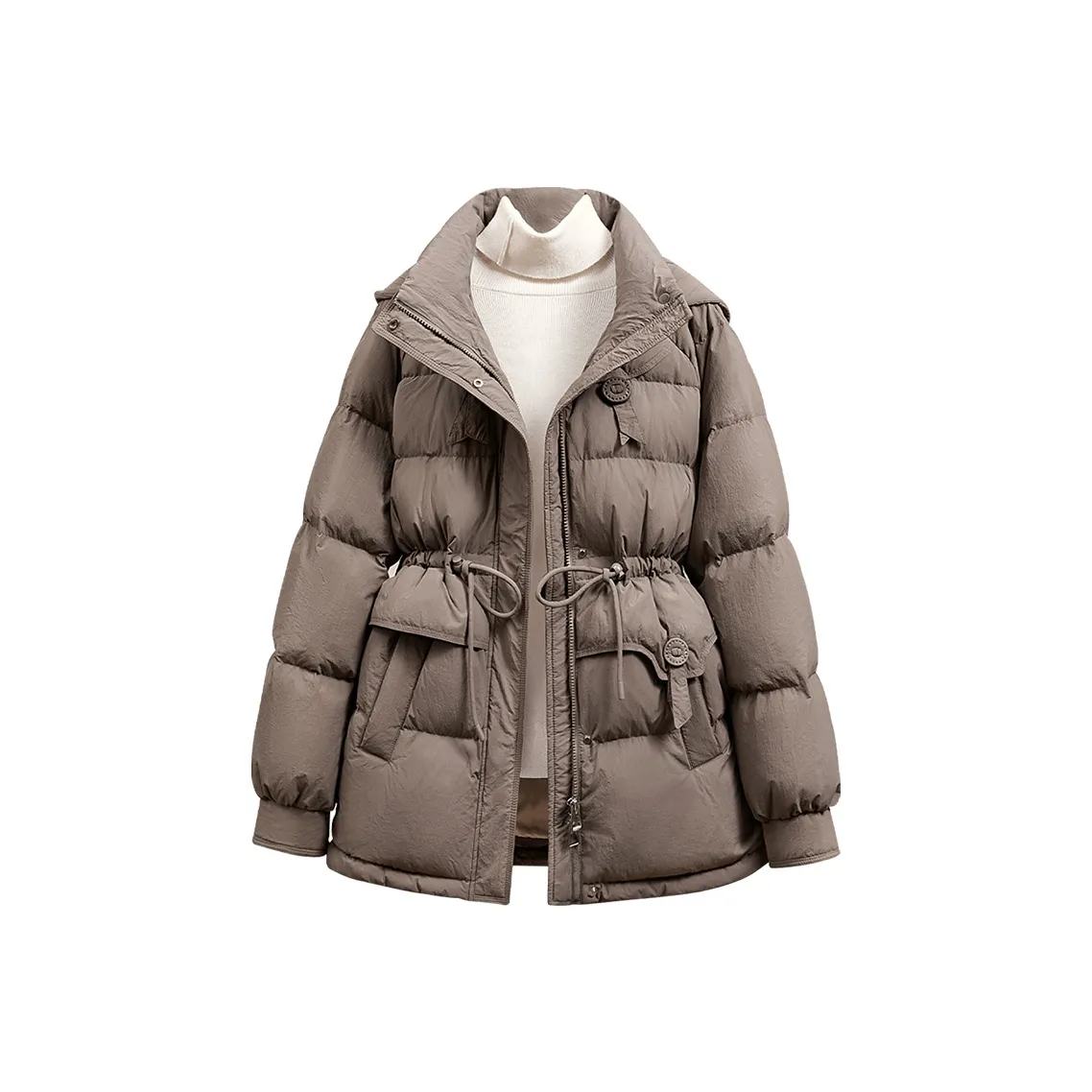 Cypress House Пуховик Женский Светлый Кофейный