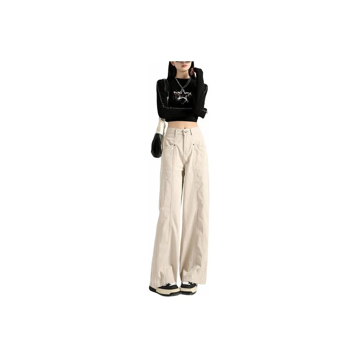 HELEH Casual Pants Women's Beige Apricot