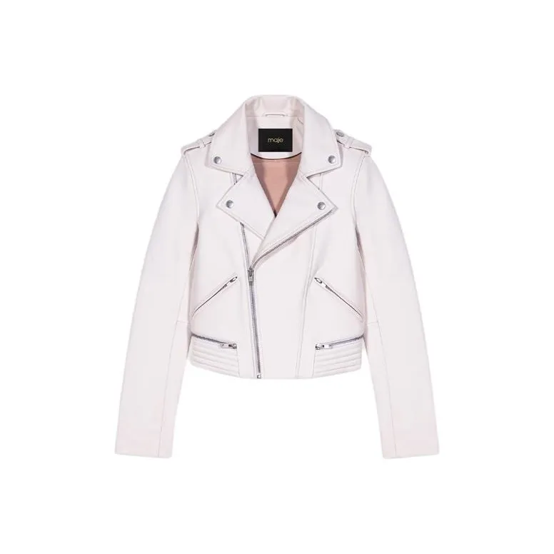 Maje Matelassé-detailing Leather Biker Jacket