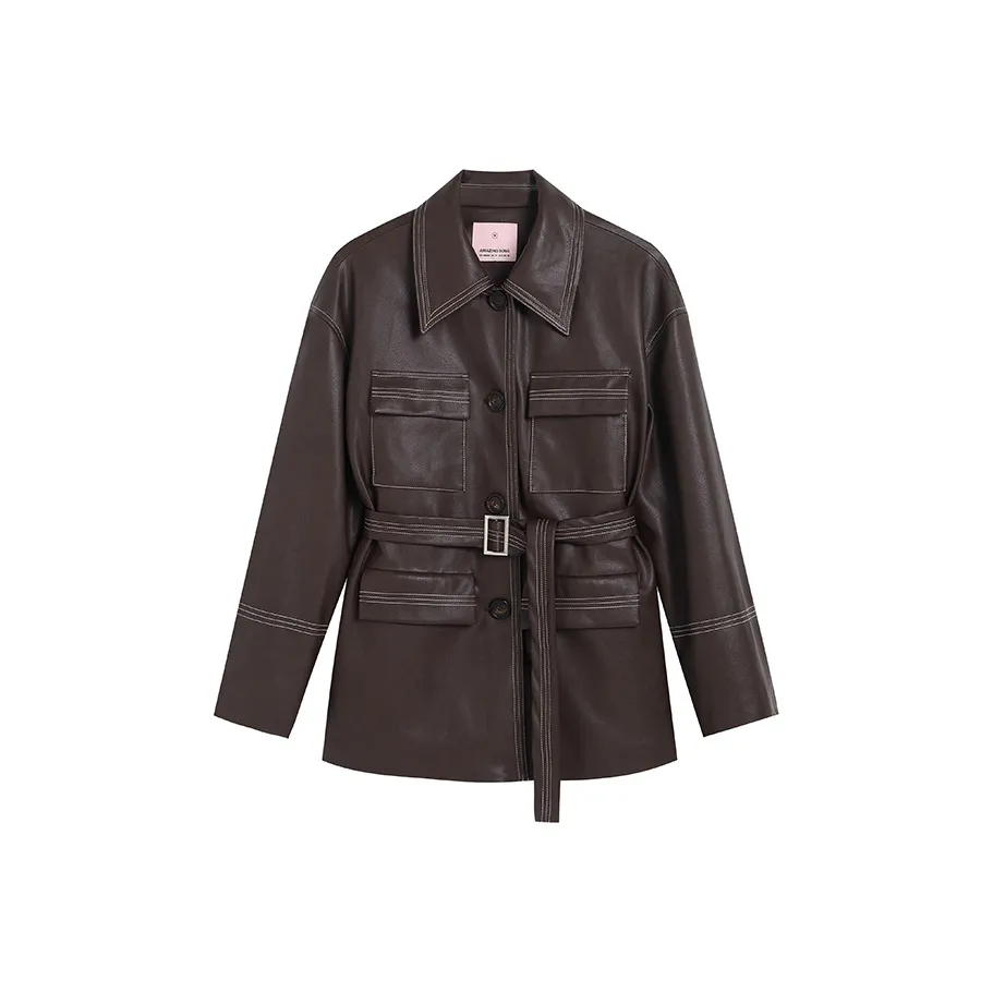 AMAZING SONG Кожа Куртка Женская Какао-Коричневый