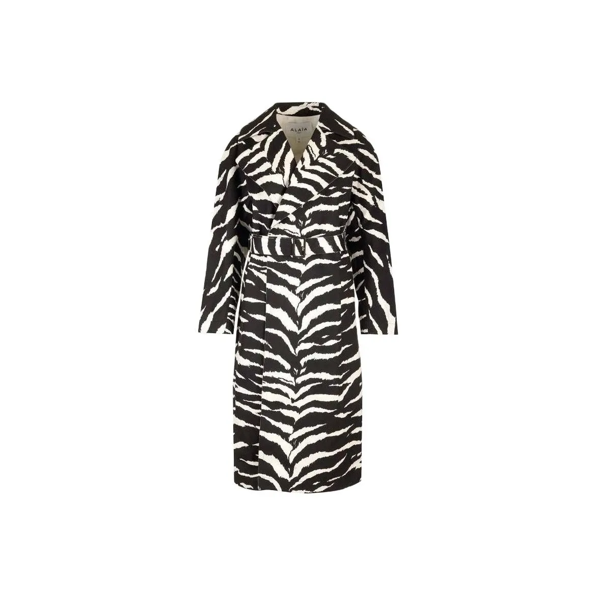 Alaïa Zebra Printed Belted Trench Coat