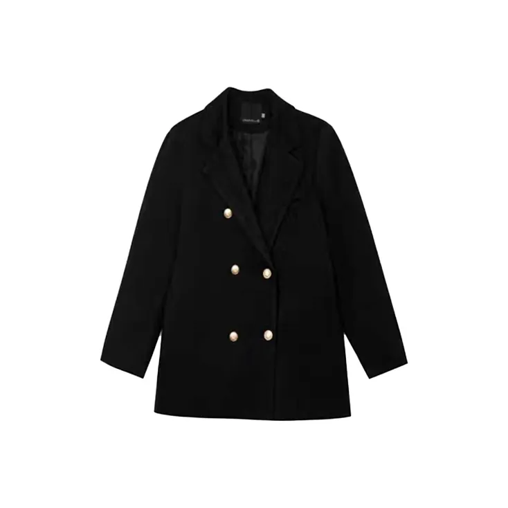 PAZZO Loose Fit Versatile Cropped Business Suit Blouse Coat Women's Black
