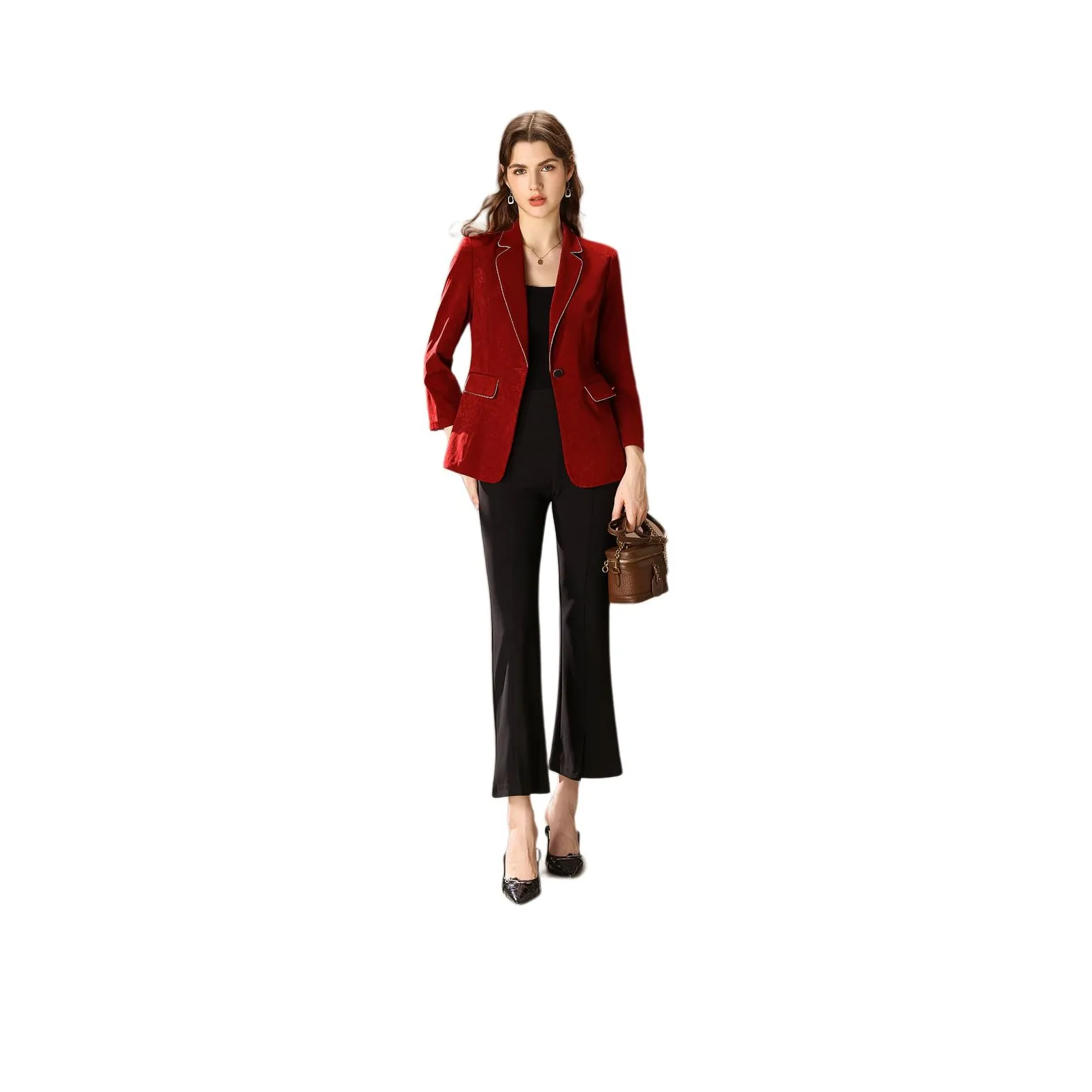 FENHONGMALI Бизнес-костюм женский бордовый