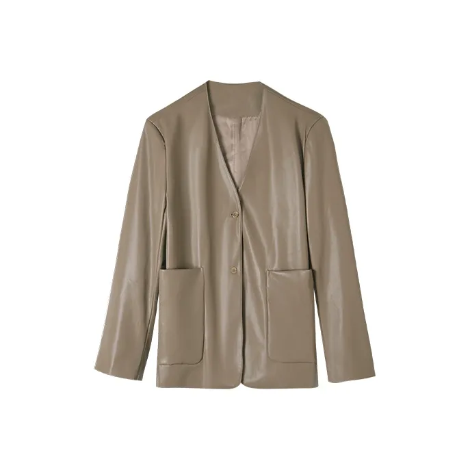 HIPPIEMISS Серый Кофейный Женские Кожаные Куртки