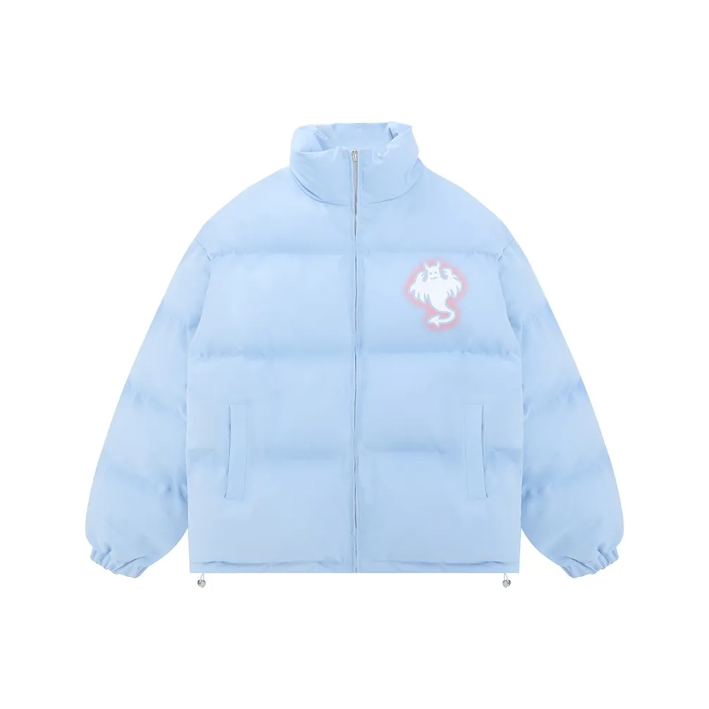 LBPC Ghost Demon Thermal Thickened Stand Collar Puffy Puffer Jacket With Light Effect Unisex