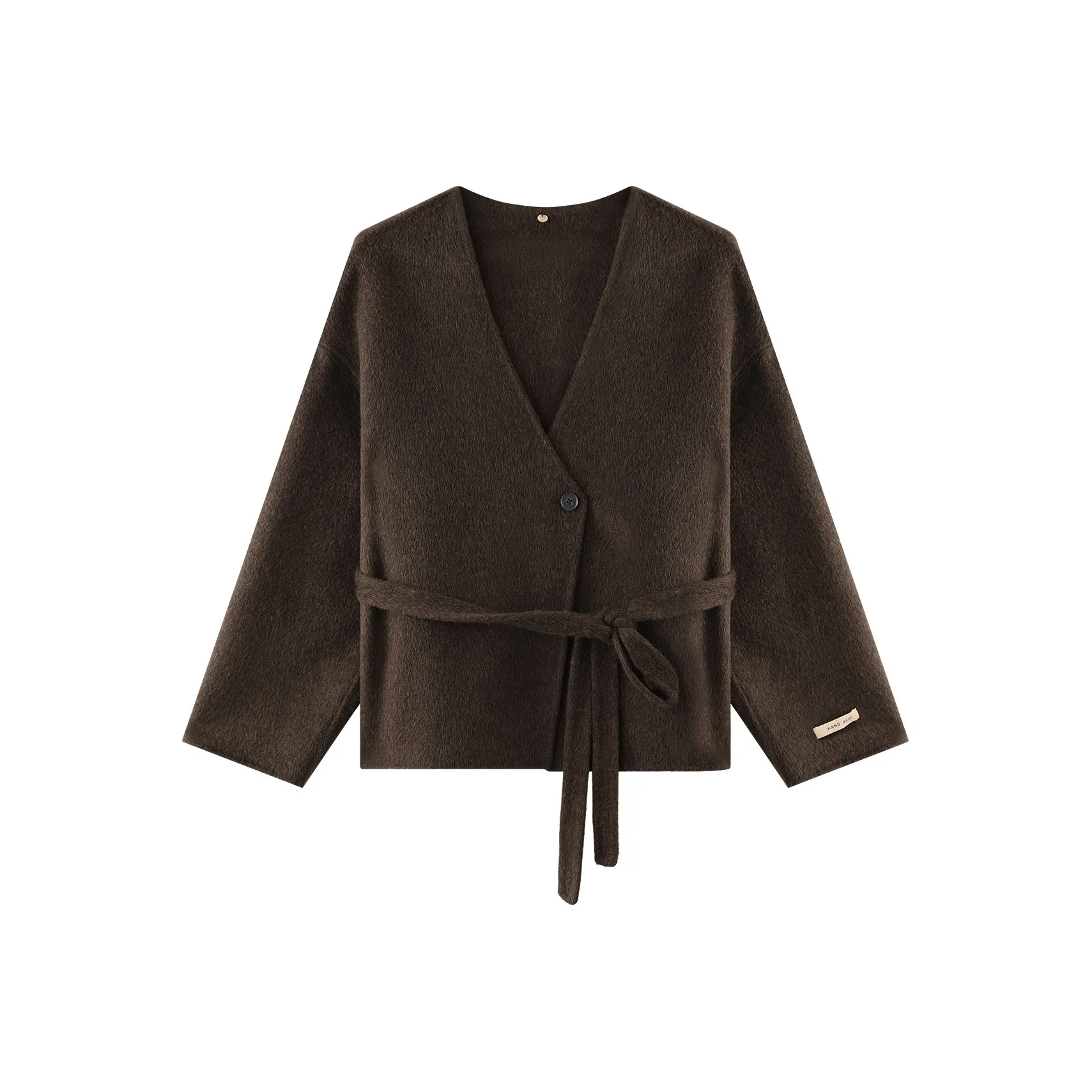 THE SEA LIFE Укороченное пальто женское кофейно-коричневого цвета