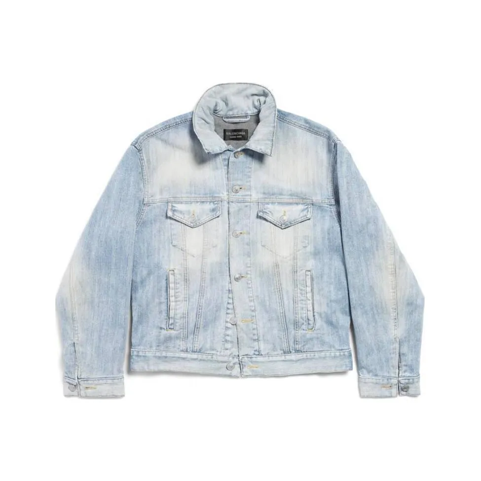 Balenciaga Collared Button Up Denim Jacket