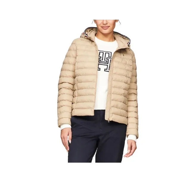 Tommy Hilfiger Хлопковый пуховик пальто женское хаки