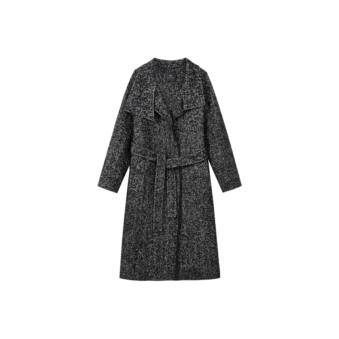 Yu Qianwen Куртка Женская с узором "елочка" цвет серый Фотиния