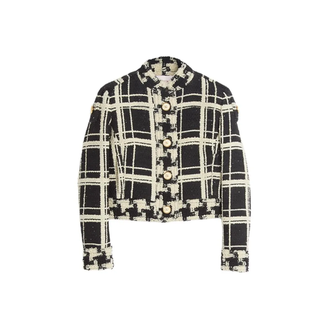 Valentino Checked Straight Hem Tweed Jacket