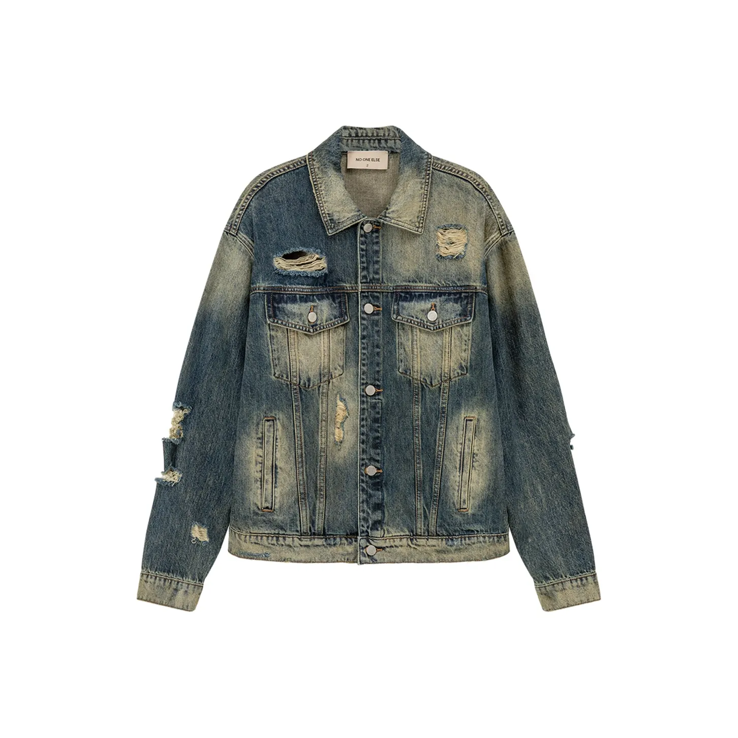 NO ONE ELSE Джинсовый синий Унисекс Короткое пальто