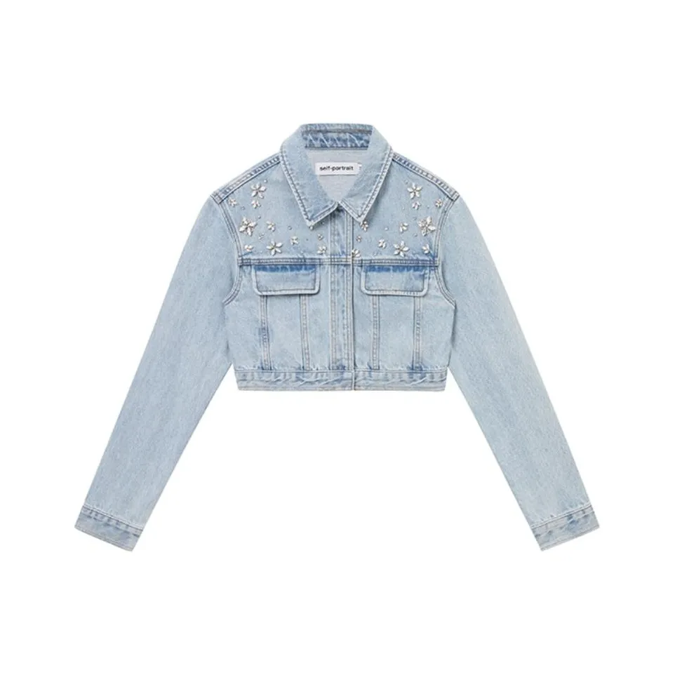 Self portrait Crystal embellished Denim Jacket