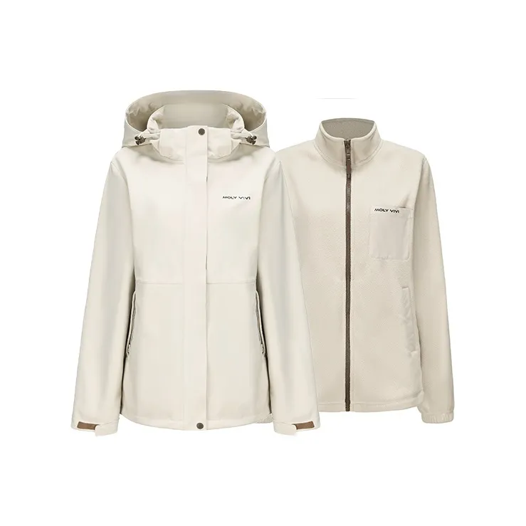 MOLY VIVI Pleated Lace Up Waterproof, Windproof, Water Repellent, Thermal, Rainproof Windbreaker Jacket Women's