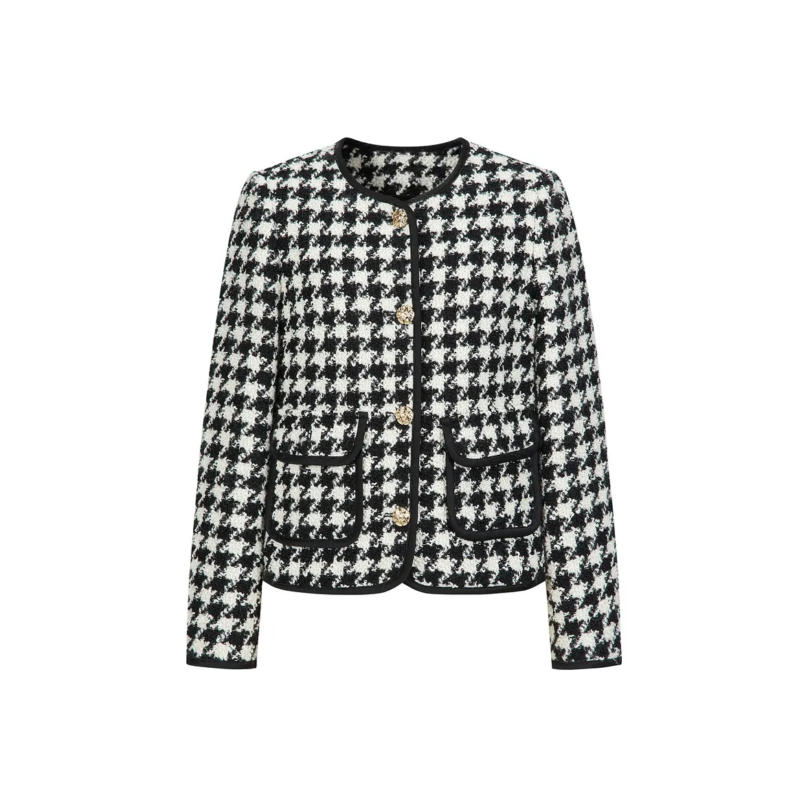 JZ. ANNAKRO Cropped Coat Women's Black White Checkered